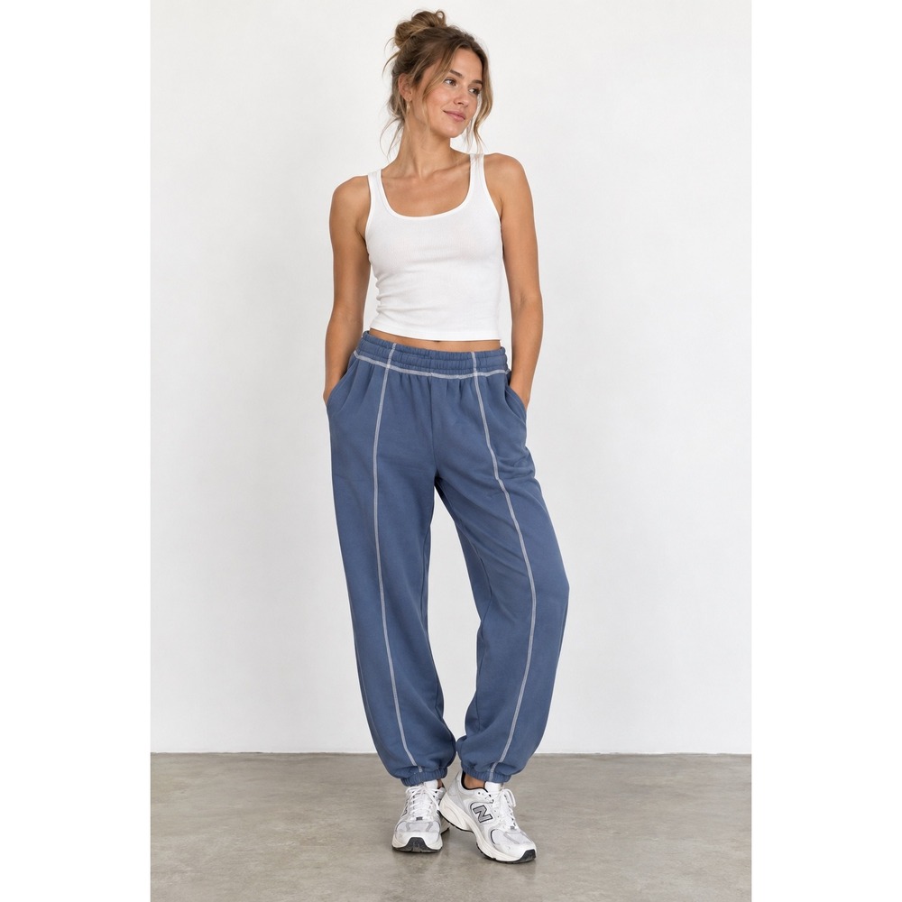 Kittenish Jessie James Decker Contrast Stitch Joggers Blue Small Comfort Lounge